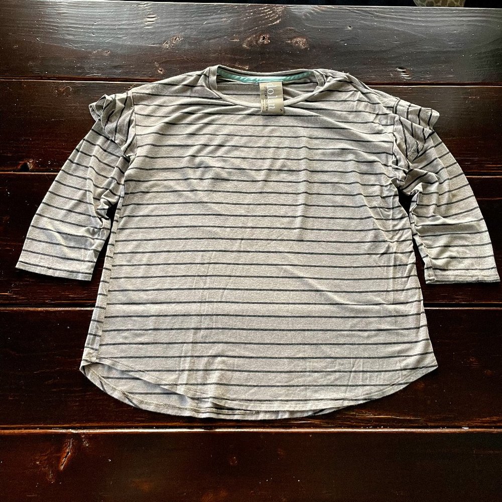 Anthropologie Dolan Ruffle Detail Striped Shirt